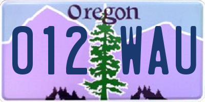OR license plate 012WAU