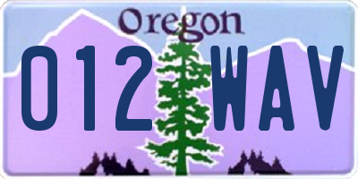 OR license plate 012WAV