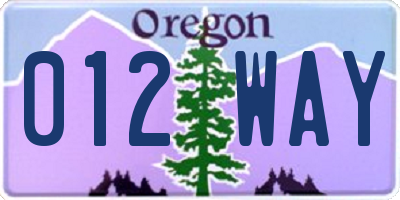 OR license plate 012WAY