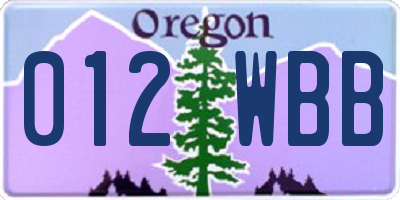 OR license plate 012WBB