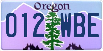 OR license plate 012WBE