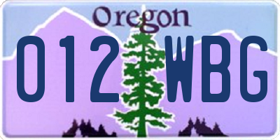 OR license plate 012WBG