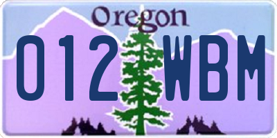 OR license plate 012WBM