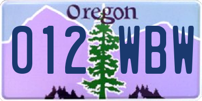 OR license plate 012WBW