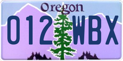 OR license plate 012WBX