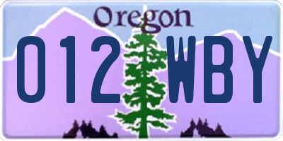 OR license plate 012WBY
