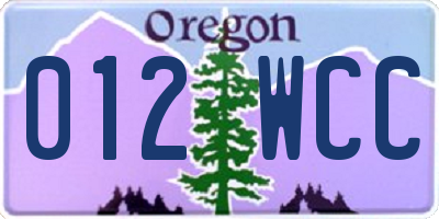 OR license plate 012WCC