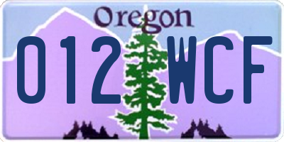 OR license plate 012WCF