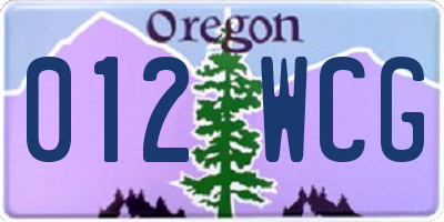 OR license plate 012WCG