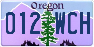 OR license plate 012WCH
