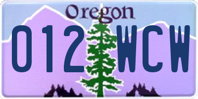 OR license plate 012WCW
