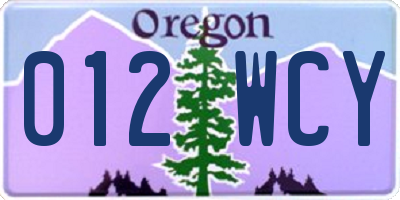 OR license plate 012WCY