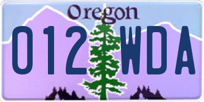 OR license plate 012WDA