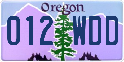 OR license plate 012WDD
