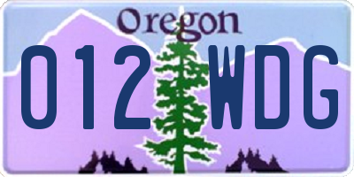 OR license plate 012WDG