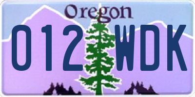OR license plate 012WDK
