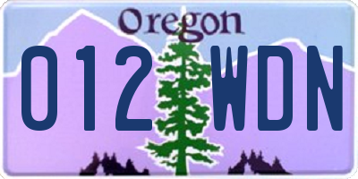 OR license plate 012WDN