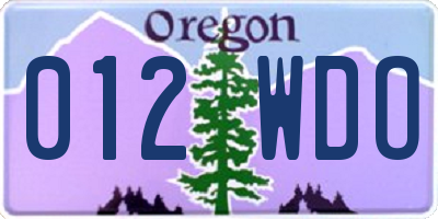 OR license plate 012WDO