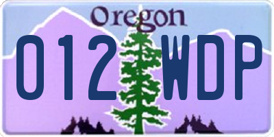OR license plate 012WDP