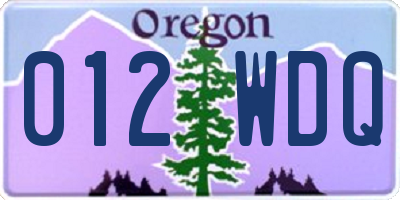 OR license plate 012WDQ