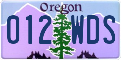 OR license plate 012WDS
