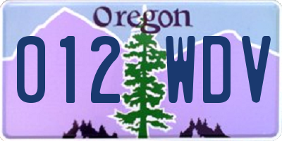 OR license plate 012WDV