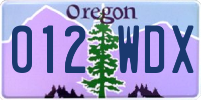 OR license plate 012WDX