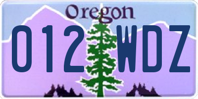 OR license plate 012WDZ