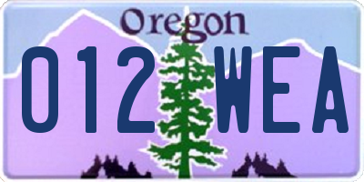 OR license plate 012WEA