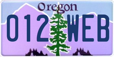 OR license plate 012WEB