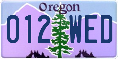OR license plate 012WED
