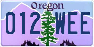 OR license plate 012WEE