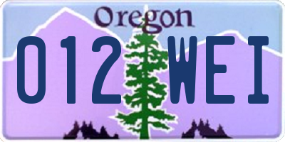 OR license plate 012WEI