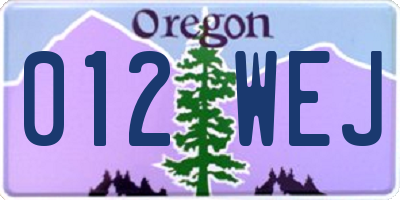 OR license plate 012WEJ