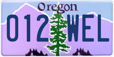 OR license plate 012WEL
