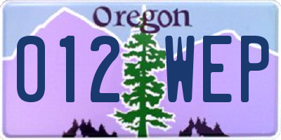 OR license plate 012WEP