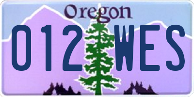 OR license plate 012WES