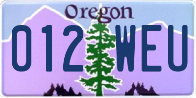 OR license plate 012WEU