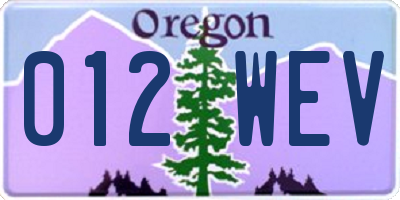 OR license plate 012WEV