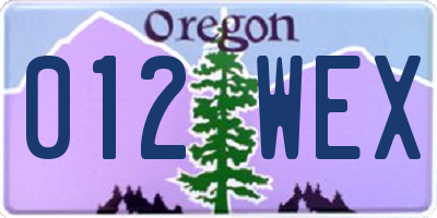 OR license plate 012WEX