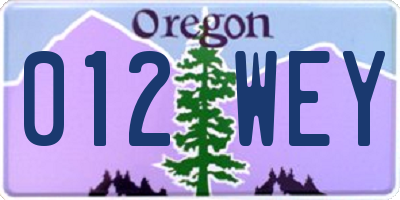 OR license plate 012WEY
