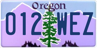 OR license plate 012WEZ