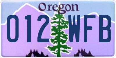 OR license plate 012WFB