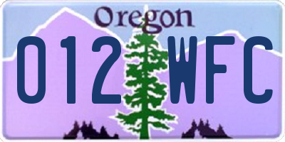 OR license plate 012WFC