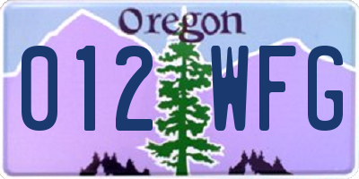 OR license plate 012WFG