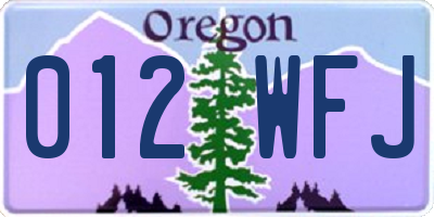 OR license plate 012WFJ