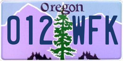 OR license plate 012WFK
