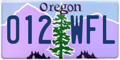 OR license plate 012WFL