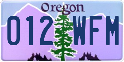 OR license plate 012WFM