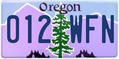 OR license plate 012WFN